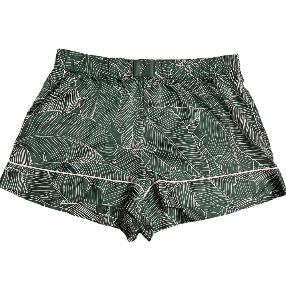 Victoria Secret | Green Palm Leaf Satin Pajama Shorts | Sz S - Picture 2 of 4